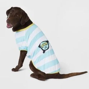 NWOT Sun Squad Aqua White Striped Sz XL Pet Shirt With UPF 50+